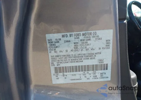 2008 Ford Escape Limited из США, поврежденный, VIN 1FMCU04118KE48344